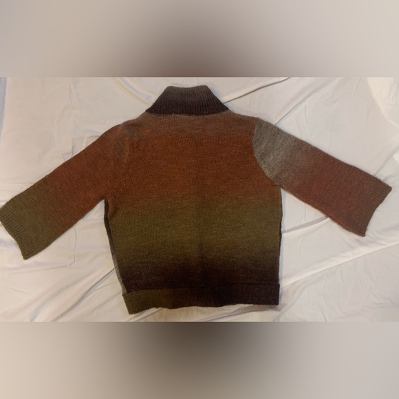 Art & Soul rust and shades of brown color, 3/4 sleeve tie front cardigan - Picture 3 of 5